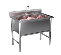 Fregadero Independiente De Acero Inoxidable,Fregadero de Cocina Comercial,Fácil de Limpiar Industriales Fregadero,con Grifo Y Desagüe,para Comerciales Restaurante(Size:31.5 * 23.6 * 31.5in)