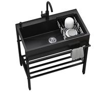 Fregadero independiente de acero inoxidable para cocina al aire libre, con fregadero de lavado de manos Fau para uso comercial, juego de lavandería para Ga Shop & Gar