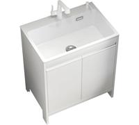 Fregadero independiente multiusos para exteriores, con armarios, armarios de almacenamiento de baño independientes, (tamaño: 65 cm, color: blanco)