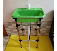 Fregadero independiente para exteriores, fregadero de lavandería de un solo tazón con lavabo de plástico Fau de acero e y PP para camping, sótano, fácil de limpiar y portátil