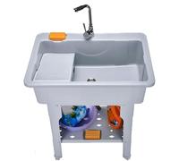 Fregadero Independiente para Lavandería, Lavabo De Plástico PP con Estante De Almacenamiento Inferior Y Pies Ajustables, Lavabo Interior Y Exterior para Lavar Ropa a Mano