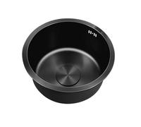 Fregadero individual redondo mate de acero inoxidable 304 de acero inoxidable negro, adecuado for encimeras de isla y fregaderos de cocina.(40 * 40 * 19cm)