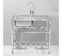 Fregadero Industrial Acero Inoxidable Comercial Un Solo Tazón Lavabo De Mano, para Cocina, Restaurante, Bar, Jardín (Color: Hot and Cold, Size: 2-tier 75*40cm)