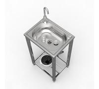 Fregadero Industrial de Acero Inoxidable, Fregaderos con Grifo de Agua Fría y Caliente Lavabo Cucina Lavabo Comercial Fregaderos Independiente Para Patio Trasero 42X37cm