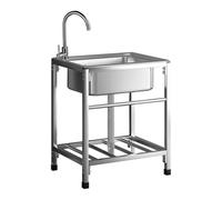 Fregadero Industrial de Acero Inoxidable, Fregaderos con Grifo de Agua Fría y Caliente Lavabo Cucina Lavabo Comercial Fregaderos Independiente Para Patio Trasero 48X35cm