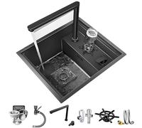 Fregadero Invisible De Acero Inoxidable 304 En Color Negro - Fregadero De Cocina De 38/45 Cm Con Grifo Abatible Para Cocina Y Bar(【2】,38 * 45CM)