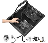 Fregadero Invisible De Acero Inoxidable 304 En Color Negro - Fregadero De Cocina De 38/45 Cm Con Grifo Abatible Para Cocina Y Bar(【1】,45 * 50CM)
