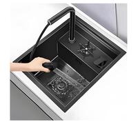 Fregadero Invisible De Acero Inoxidable 304 Negro - Fregadero De Cocina De 38/45 Cm Con Grifo Abatible Para Cocina Y Bar(【2】,45 * 50CM)