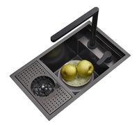 Fregadero Invisible De Encimera Villa Bar Con Grifo Elevable Y Tapa, Ahorra Espacio, Ideal Para Cocinas, Comercios, Restaurantes, Casas Rodantes Residencias.(60 * 40 * 23cm)