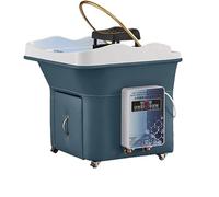 Fregadero japonés de spa con termostato inteligente, fototerapia LED, 4 ruedas giratorias y cabezal de ducha de doble temperatura, estación profesional de lavado de cabello (color: azul)
