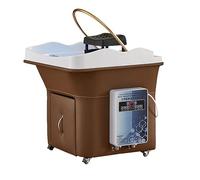 Fregadero japonés de spa con termostato inteligente, fototerapia LED, 4 ruedas giratorias y cabezal de ducha de doble temperatura, estación profesional de lavado de cabello (color: marrón)