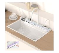 Fregadero multifuncional de acero inoxidable con diseño de ballena blanca, cuenco individual grande (80 x 45 cm) con alivio de panal para el hogar, cocina, fregadero duradero para manualidades para