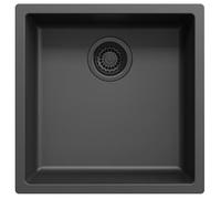 Fregadero negro 40x40cm montaje sobre encimera, bajo encimera y enrasado con tapón negro 1208956391