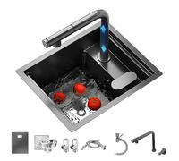 Fregadero oculto de acero inoxidable con grifo, diseño de una sola ranura que ahorra espacio para cocina, bar, RV, al aire libre, cafetería, mostrador de hotel, lavado de manos y limpieza de verduras