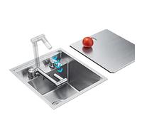 Fregadero Oculto para Caravana con Tapa Fregadero De Cocina De Acero Inoxidable Mini Fregadero De Tamaño Pequeño Fregadero con Sifón, Grifo, Desagüe Fregadero De Barra De Despensa (Color : Silver, S