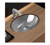 Fregadero ovalado de acero inoxidable con tapón de drenaje emergente, moderno lavabo galvanizado para balcones y baños