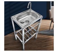 Fregadero para exteriores con estante Stora, soporte empotrado, sellado hermético, lavabo de 83 cm de profundidad, incluye toallero, ideal para uso en cocina y jardín, 83 cm de alto