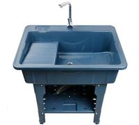 Fregadero para lavandería con Grifo, Fregadero Independiente, Lavabo de plástico para Limpieza, Lavabo Interior y Exterior para Lavar Ropa a Mano, Fregadero para estación de Lavado de Garaje