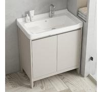 Fregadero para lavandería, Fregadero de Cerámica, Mueble Baño con Lavabo, con grifo extraíble de agua caliente y fría, Para Restaurante Lavandería Bar, Limpieza Fácil(80cm/31.5in)