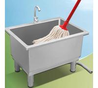 Fregadero para piso comercial, lavabo de servicio de trapeador de acero inoxidable con lavabo profundo, cubo para trapeador de tina de servicio, fregadero para lavandería,70x50x50cm
