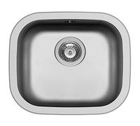 Fregadero pequeño de acero inoxidable, 46,5 cm, 1 platillo sin agujero para grifo, para armarios inferiores, ancho 45 cm