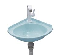 Fregadero pequeño de esquina montado en la pared, lavabo compacto de cocina y baño con grifo, ideal para caravanas, barcos e inodoros, diseño que ahorra espacio