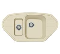 Fregadero Plados SP0981 de una cubeta grande + una bañera pequeña + escurreplatos (Champaña)