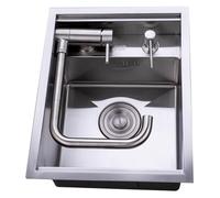 Fregadero portátil, barra de cocina de acero inoxidable con grifo plegable, kits de drenaje de un solo tazón e instalación, diseño elegante