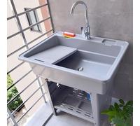 Fregadero portátil con grifo, estación de lavado de manos independiente y bañera de lavandería, ideal para exteriores, garaje, caravana y uso comercial