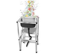 Fregadero Portátil, Fregadero de Acero Inoxidable Independiente, Fregadero de Cocina Comercial, Fregadero Exterior Jardin, con Unidad de Drenaje (Size : 38x32cm/15x12.6in)