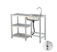 Fregadero portátil de acero inoxidable para cocina al aire libre, fregadero de barra de un solo tazón ideal para uso en granja, camping y cocina en el patio trasero
