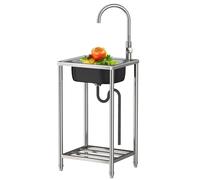 Fregadero portátil de acero inoxidable para exteriores con grifo, diseño industrial independiente para cocina, restaurante, bar, jardín, camping, caravana, eventos al aire libre