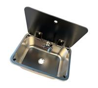 Fregadero Portátil De Tazón Acero Inoxidable Resistente Con Cubiertas Vidrio Para Botes Caravanas Y Botes Barbacoa Aire Libre Fregadero Cocina