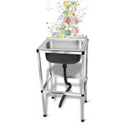 Fregadero Portátil, Fregadero de Acero Inoxidable Independiente, Fregadero de Cocina Comercial, Fregadero Exterior Jardin, con Unidad de Drenaje (Size : 42x37cm/16.5x14.5in)