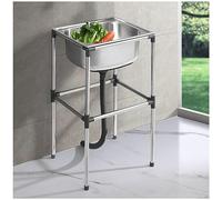 Fregadero Portátil, Fregadero de Cocina de Acero Inoxidable Comercial, Fregadero de Pie Libre, Fregadero Exterior Jardin No con Grifo, para Bar Restaurante Lavandería Hotel y Hogar (Size : 52x38x80cm