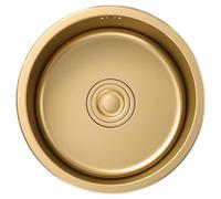 Fregadero redondo compacto dorado con sifón para caravanas, fregadero de cocina de acero inoxidable, lavabo de verduras que ahorra espacio para barra de bar, ideal para cocinas pequeñas