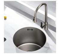 Fregadero redondo de acero inoxidable 304 H 7.9" tres métodos de instalación Fregaderos de cocina construcción de una sola pieza capa anticondensación diseño extraíble color gris(16.5x16.5")