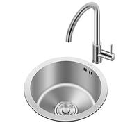 Fregadero redondo de acero inoxidable con un solo lavabo profundo Lar Capaci ideal para cafeterías, despensas, caravanas y baños, diseño de cactos, perfecto para apartamentos pequeños
