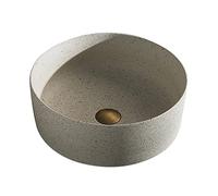 Fregadero redondo de baño de 15.7 pulgadas, lavabo artístico de porcelana para el hogar y la casa de campo, elegante fregadero de tocador para balcón y baño y diseño elegante