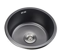 Fregadero redondo de cocina de un solo tazón con sifón, diseño integrado para renovación del hogar, mini fregadero de acero inoxidable