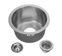 Fregadero Redondo de Cocina en Acero Inoxidable de 11 Pulgadas | Acabado Plata, Instalación Versátil y Compatible bajo Encimera, Rebosadero y Accesorios de Drenaje