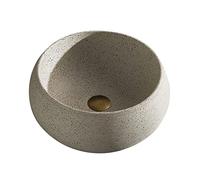 Fregadero redondo de porcelana de 15.7 pulgadas, elegante lavabo de tocador para encimera de baño, diseño artístico para el hogar, balcón y casa de campo, fregadero de drenaje (tamaño único)