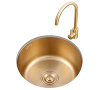 Fregadero redondo dorado de 32/36/40 cm con grifo de acero inoxidable, mini lavabo para cámper, apartamento pequeño, bar, estudio, fregadero de cocina (dimensiones: 40 x 4 cm)