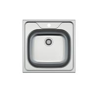 Fregadero Sobre Encimera Cocina Apelson ACC 40, Cubeta Cuadrada 48x48 cm, Profundidad 16,5 cm, Grosor 0,8mm, Instalación Mueble 45cm, Accesorios Incluidos, Gris Acero Inoxidable