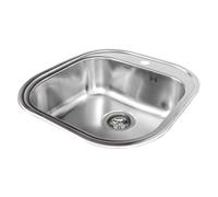 Cata Fregadero Cocina Sobre Encimera CS-1, 1 Cubeta Cuadrada 46,5x48,5 cm, Profundidad 16,5cm, Grosor 0,8mm, Fonoabsorbente, Acero Inoxidable AISI, Accesorios Incluidos, Color Gris