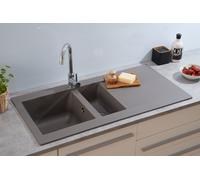 Fregadero Submontado De Cocina Granito Mineralite 100 X 50 Gris Respekta Denver