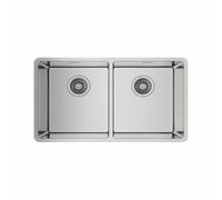 TEKA Fregadero Bajo Encimera 2 Cubetas 80cm en Inox 18/10, Radio R15, Profundidad 200mm, Desagüe con Válvula Canasta 3½”, SilentSmart, Incluye Accesorios de Fijación, Modelo Be Linea RS15 2C 740