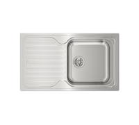 Teka Fregadero con Escurridor de 1 Cubeta en Acero Inoxidable 18/10, Válvula Canasta, Profundidad 190 mm, para Mueble de 50 cm, Modelo CLASSIC 1B 1D