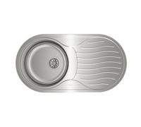 TEKA Fregadero Encastrado 1 Cubeta con Escurridor, Acero Inoxidable 18/10, Válvula Canasta 3 ½”, Profundidad Cubeta 160 mm, Mueble 45 cm, Modelo DR 80 1C 1E