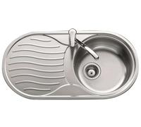 TEKA Fregadero de Cubeta y Escurridor en Acero Inoxidable 18/10, Válvula Canasta 3 ½”, Profundidad Cubeta 160 mm, Mueble 45 cm, Modelo DR 80 1C 1E